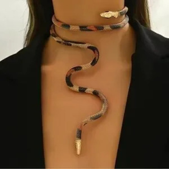 Jewelry - Snake Design Wrap Necklace serpent multi Minimalist